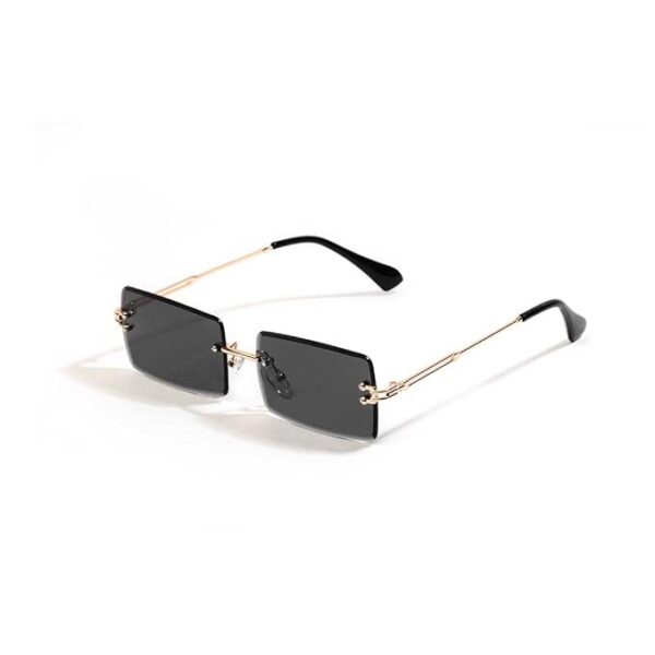 Eymen I Mc Stan Vintage Rimless Sunglasses Retro Luxury Elite Slim Rimless Rectangular Metal & Wood Art Aviator Glasses - Image 6