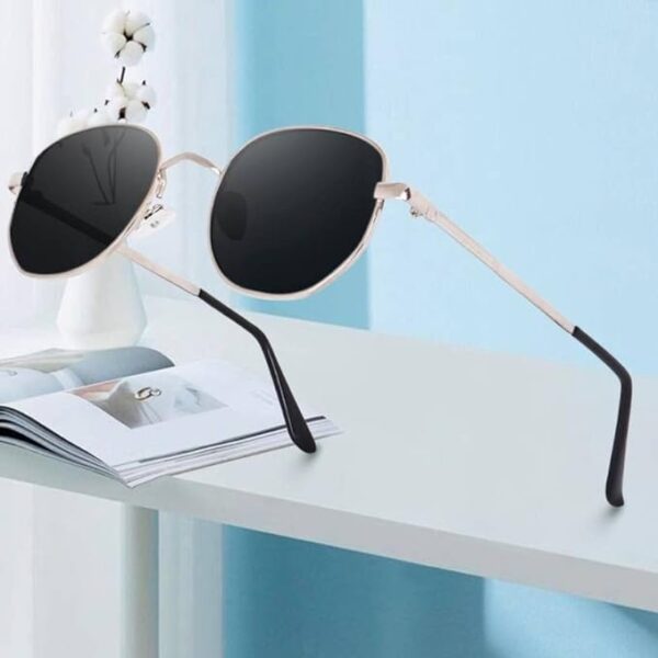 Saros Unisex Adult Trending Stylish Hexagon Silver Black Top Sunglasses | 100% UV Protected Men & Women Casual Sunglasses - Image 3