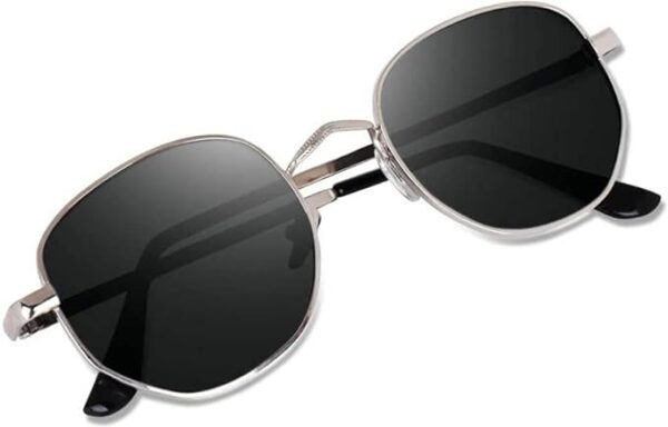 Saros Unisex Adult Trending Stylish Hexagon Silver Black Top Sunglasses | 100% UV Protected Men & Women Casual Sunglasses