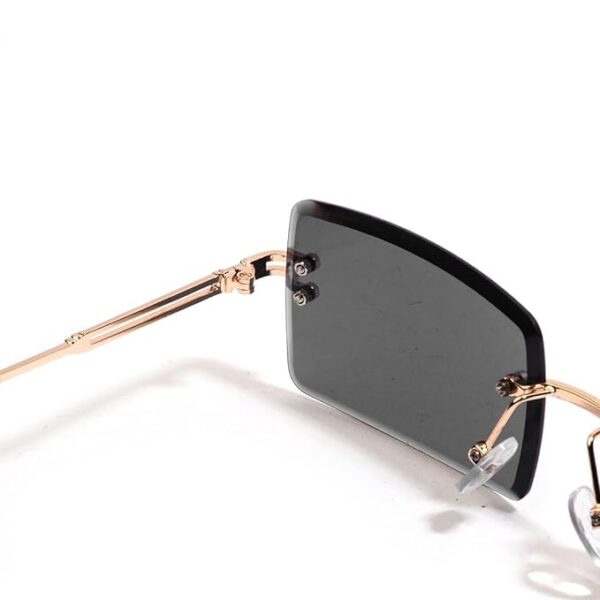 Eymen I Mc Stan Vintage Rimless Sunglasses Retro Luxury Elite Slim Rimless Rectangular Metal & Wood Art Aviator Glasses - Image 4