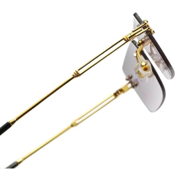 Eymen I Mc Stan Vintage Rimless Sunglasses Retro Luxury Elite Slim Rimless Rectangular Metal & Wood Art Aviator Glasses - Image 5