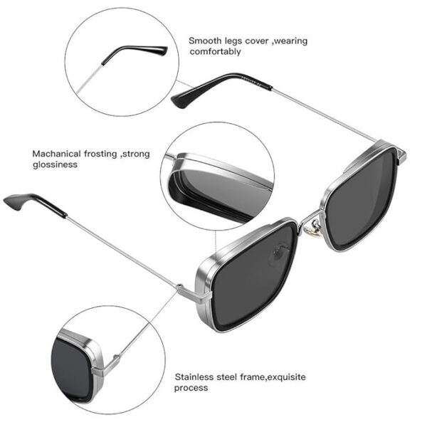 ELEGANTE Smooth Leg Covers Lightweight Square Kabir Singh Sunglasses for Men - Image 6