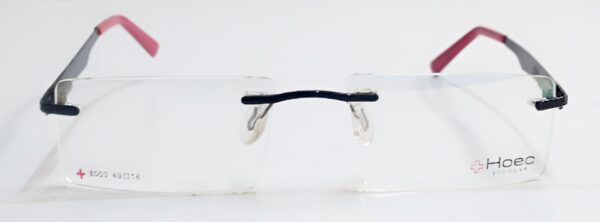 Discount optical plus rimless spectacle frame black and red - Image 3