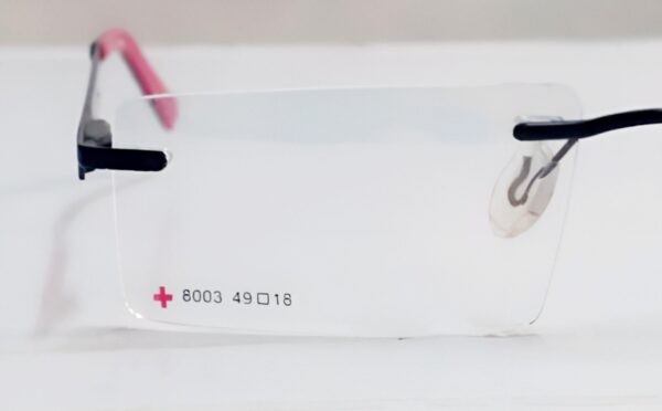 Discount optical plus rimless spectacle frame black and red - Image 6