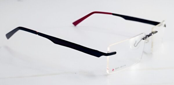 Discount optical plus rimless spectacle frame black and red - Image 4