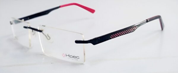 Discount optical plus rimless spectacle frame black and red - Image 5