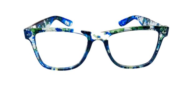 Discount Optical Plus eye wear blue & green fullrim round frame