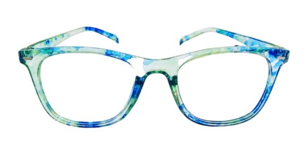 discount Optical Plus eye wear blue & green fullrim round frame