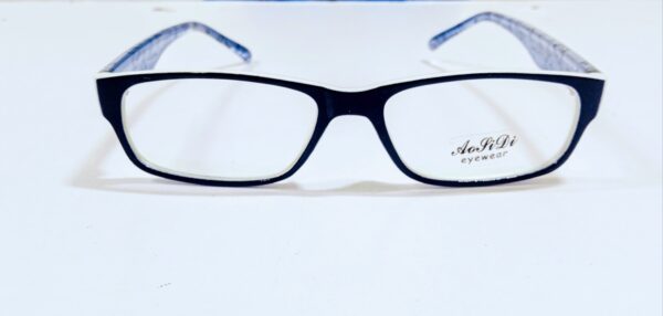 Discount Optical Plus eye wear blue white  & black fullrim rectangular frame