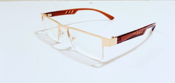 Discount Optical Plus eye wear rectangular half-rim golden & brown  frame - Image 4