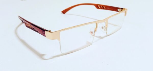 Discount Optical Plus eye wear rectangular half-rim golden & brown  frame - Image 3