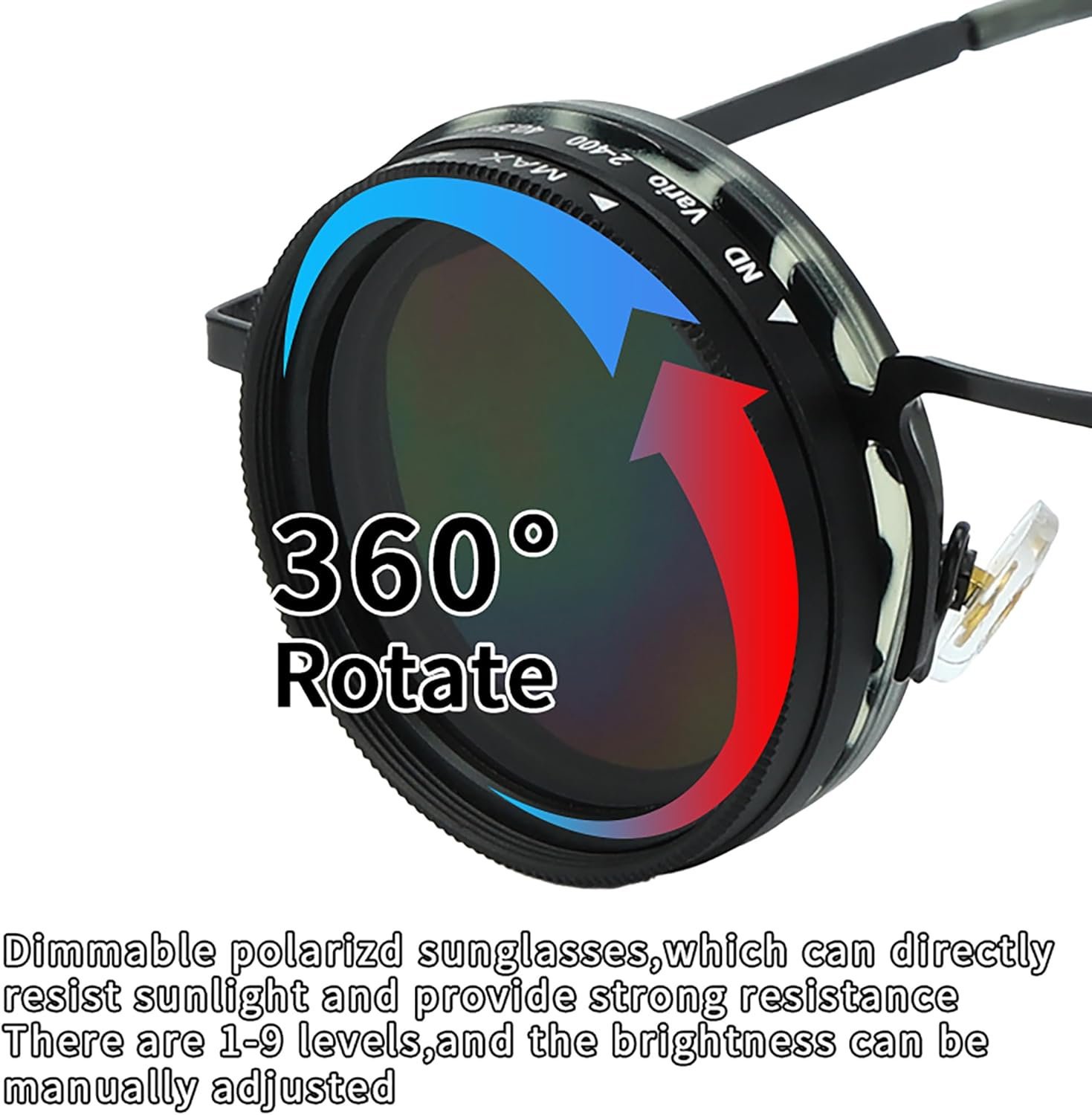 Hand Made Nd-400 9 Gears Round Polarized Adjustable Dimming Men Sunglasses women Filter Diving Fishing - Image 5