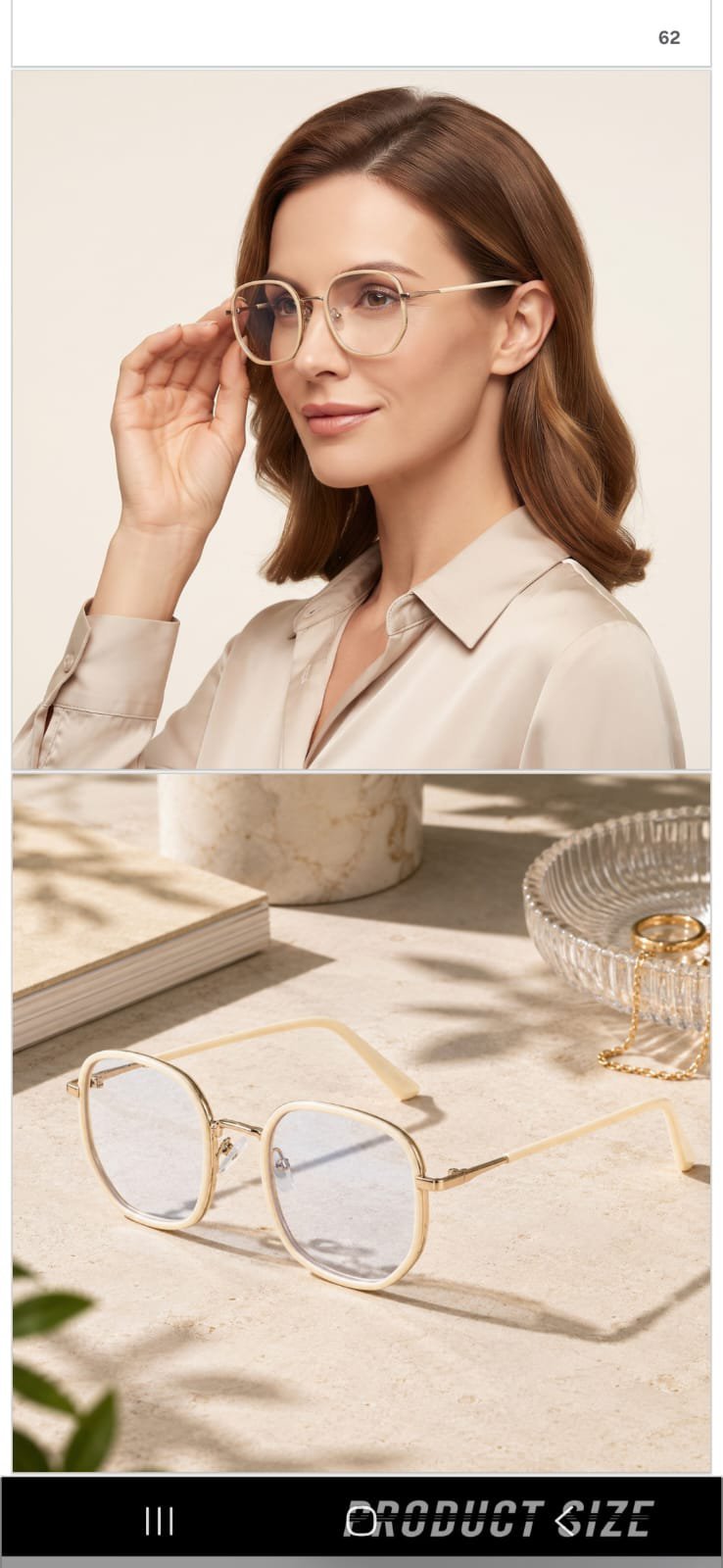 Women's Oversized Square Acetate Eyeglass Frames with Gold Metal Temples - Light Pink - Image 8