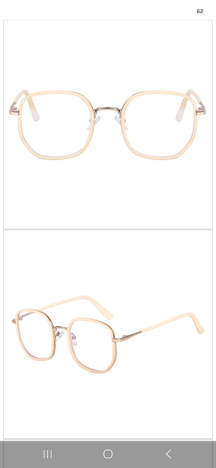 Women's Oversized Square Acetate Eyeglass Frames with Gold Metal Temples - Light Pink - Image 2