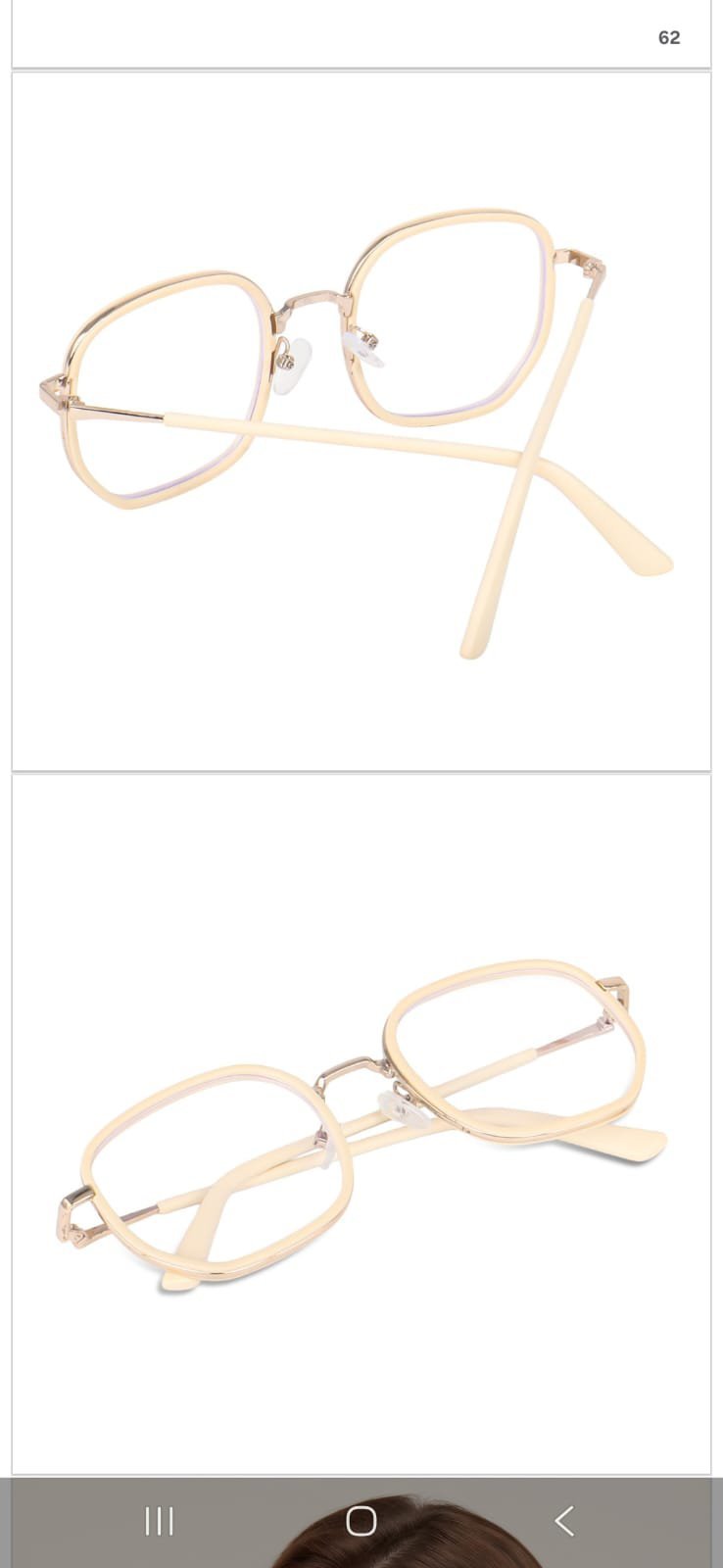 Women's Oversized Square Acetate Eyeglass Frames with Gold Metal Temples - Light Pink - Image 5